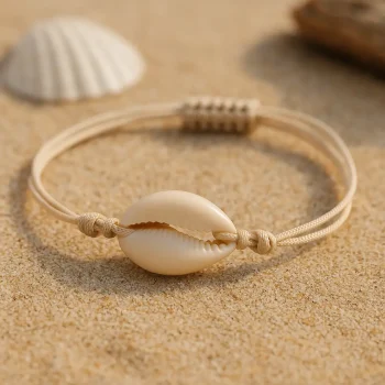eine muschelarmband liegt im sand